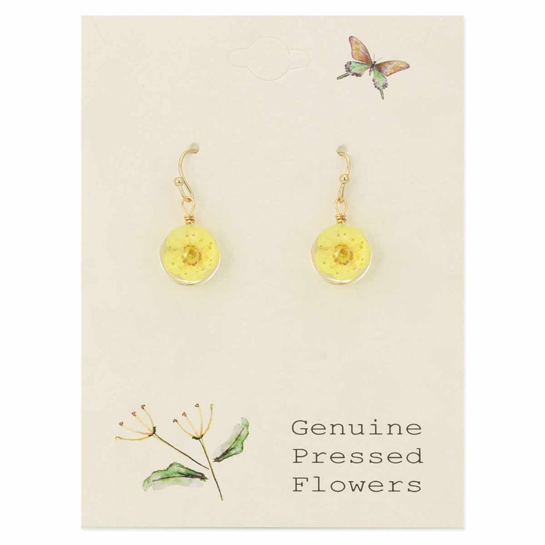 Yellow Dried Flower Earrings