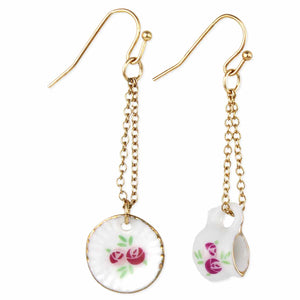 Tea Time Tea Set Gold Earrings