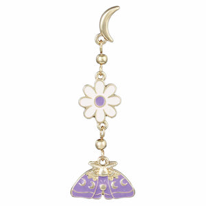Spring Celestial Moon Moth Gold Earrings