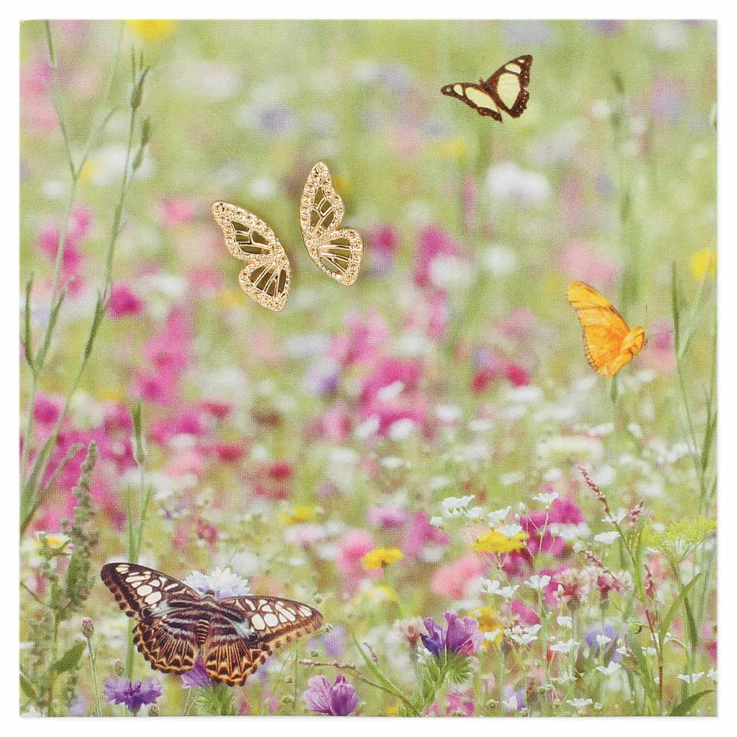 Gold Buttterfly Wings Post Earrings