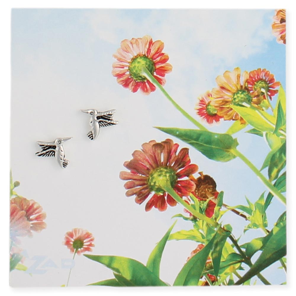 Silver Hummingbird Post Earring