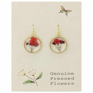 Pink Dried Flower Round Earrings