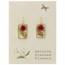 Load image into Gallery viewer, Red Dried Flower Rectangular Earrings
