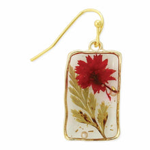 Load image into Gallery viewer, Red Dried Flower Rectangular Earrings

