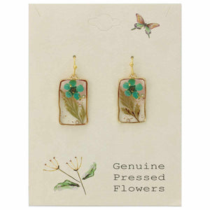 Turquoise Dried Flower Rectangular Earrings