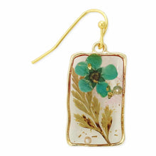 Load image into Gallery viewer, Turquoise Dried Flower Rectangular Earrings
