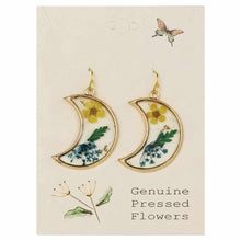 Load image into Gallery viewer, Floral Moon Dried Flower Crescent Earrings
