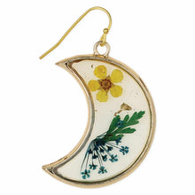 Load image into Gallery viewer, Floral Moon Dried Flower Crescent Earrings
