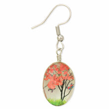 Load image into Gallery viewer, Red Dried Flower Oval Earrings
