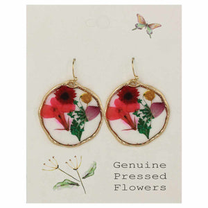 Dried Flower Bouquet Large Circle Earrings