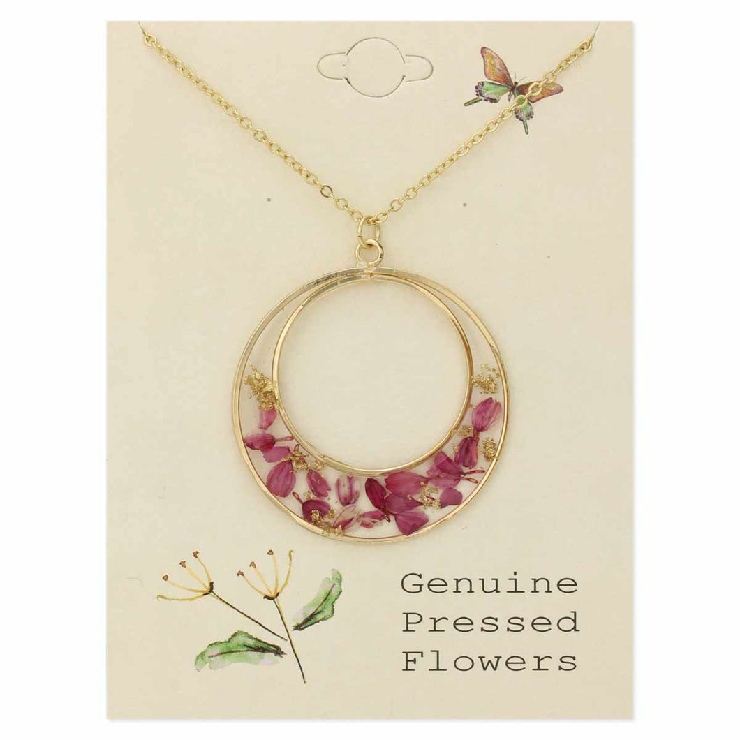 Dried Flower Circle Necklace