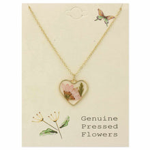Load image into Gallery viewer, Cottage Floral Heart Dried Flower Necklace
