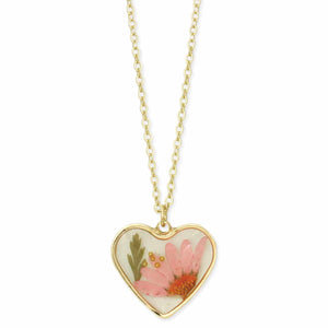 Cottage Floral Heart Dried Flower Necklace