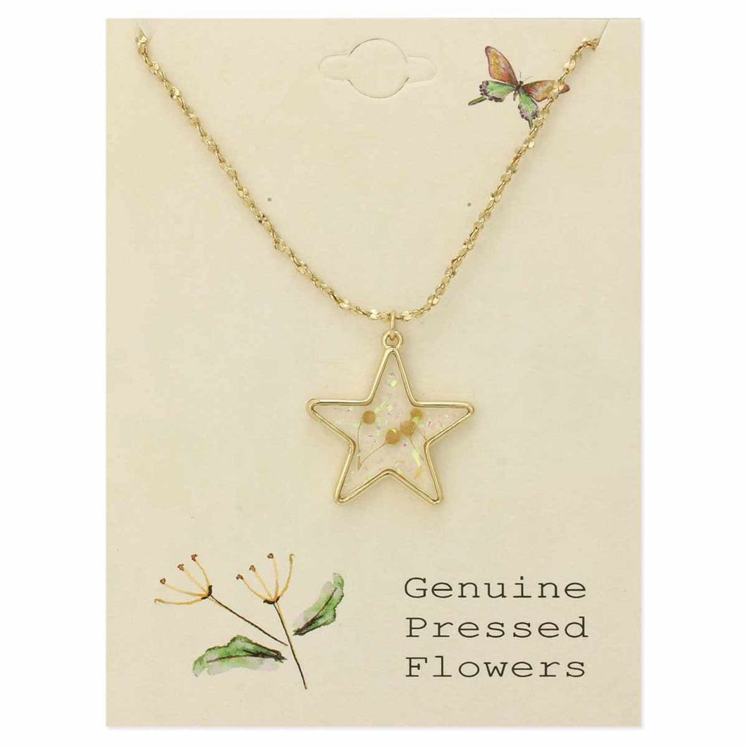 Cottage Floral Star Dried Flower Necklace