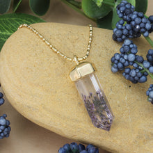 Load image into Gallery viewer, Cottage Floral Dried Lavender Crystal Necklace
