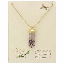 Load image into Gallery viewer, Cottage Floral Dried Lavender Crystal Necklace
