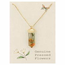 Load image into Gallery viewer, Orange Dried Flower Crystal Point Necklace
