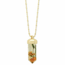 Load image into Gallery viewer, Orange Dried Flower Crystal Point Necklace
