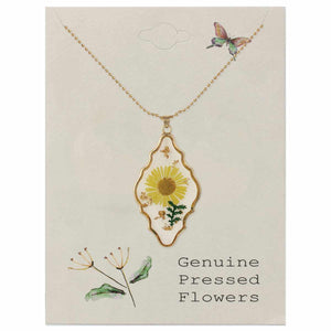 Cottage Floral Yellow Flower Gold Necklace