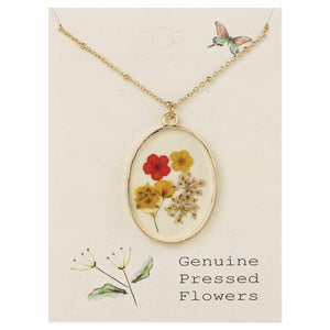 Red Gold Dried Flower Gold Necklace