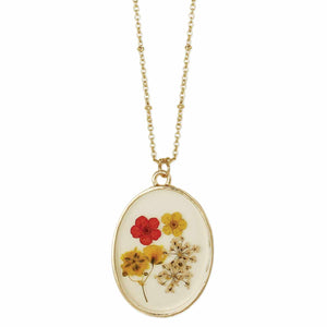 Red Gold Dried Flower Gold Necklace