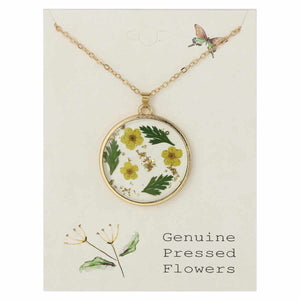 Cottage Floral Yellow Flower Round Necklace