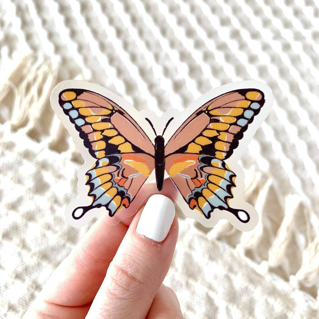 Clear Pink Swallowtail Butterfly Sticker