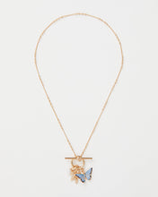 Load image into Gallery viewer, Enamel Blue Butterfly &amp; Leaf Charm Necklace
