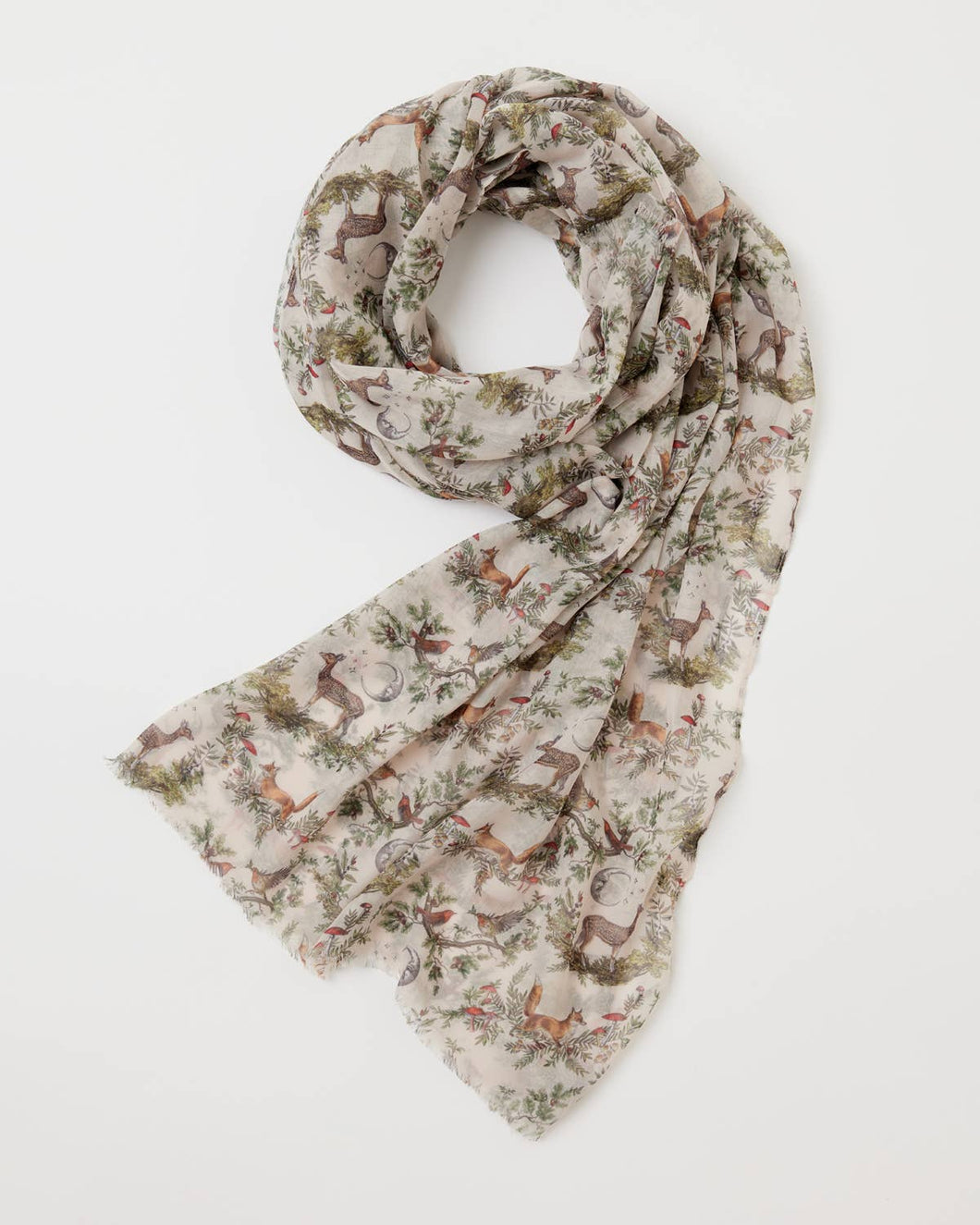 Grey Woodland Scene Lightweight Scarf