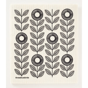 Black Sunflowers Swedish Dishcloth