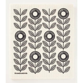 Black Sunflowers Swedish Dishcloth