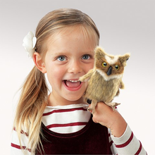 Load image into Gallery viewer, Mini Great Horned Owl Finger Puppet
